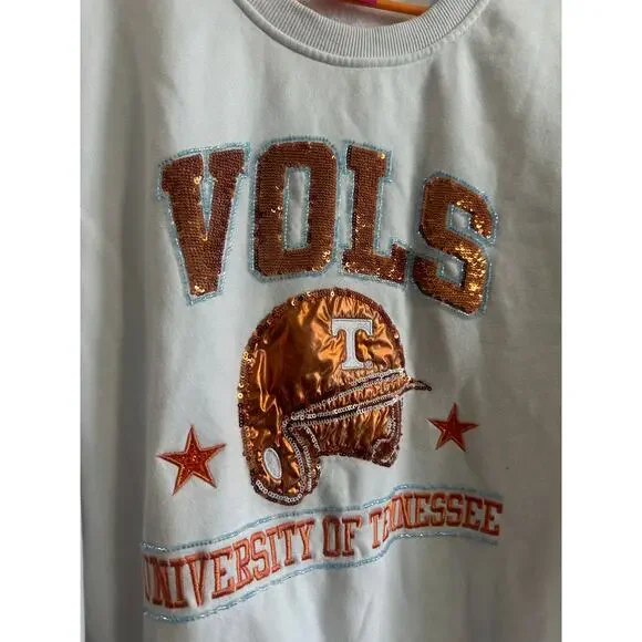 Queen of Sparkles Tennessee Vols Baseball Crewneck Sz M - Light Fade on Helmet - Picture 5 of 11